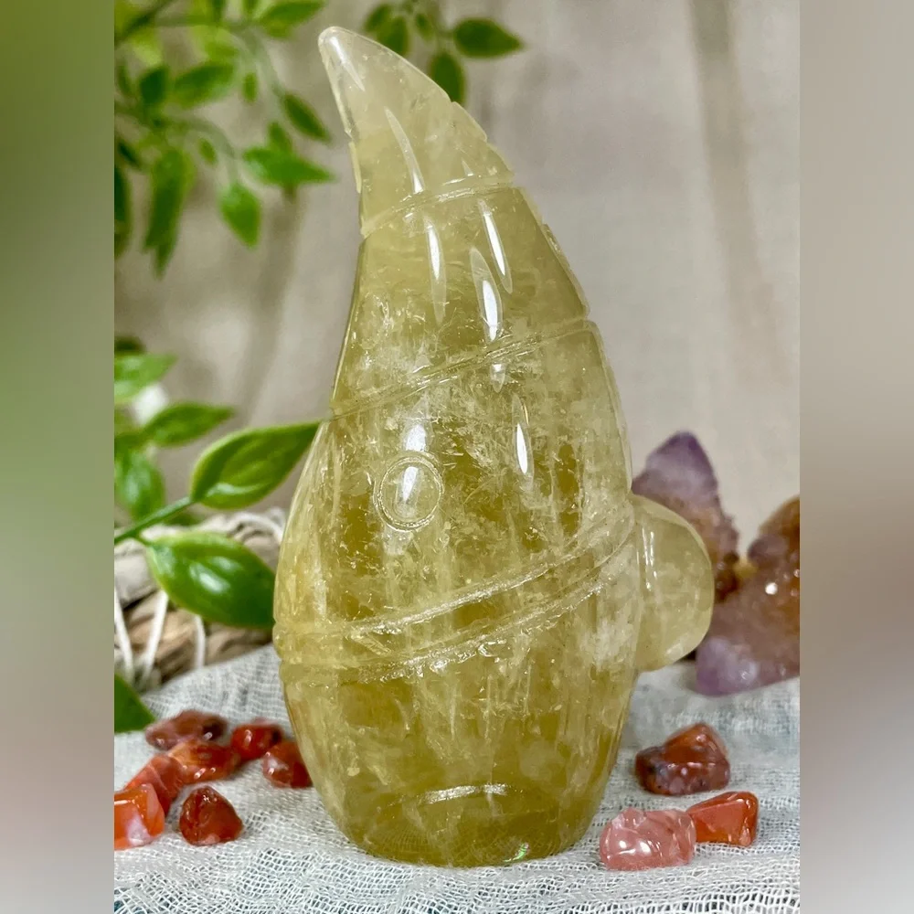 2513 Lemon Quartz Crystal Gnome Carving - Picture 8 of 11